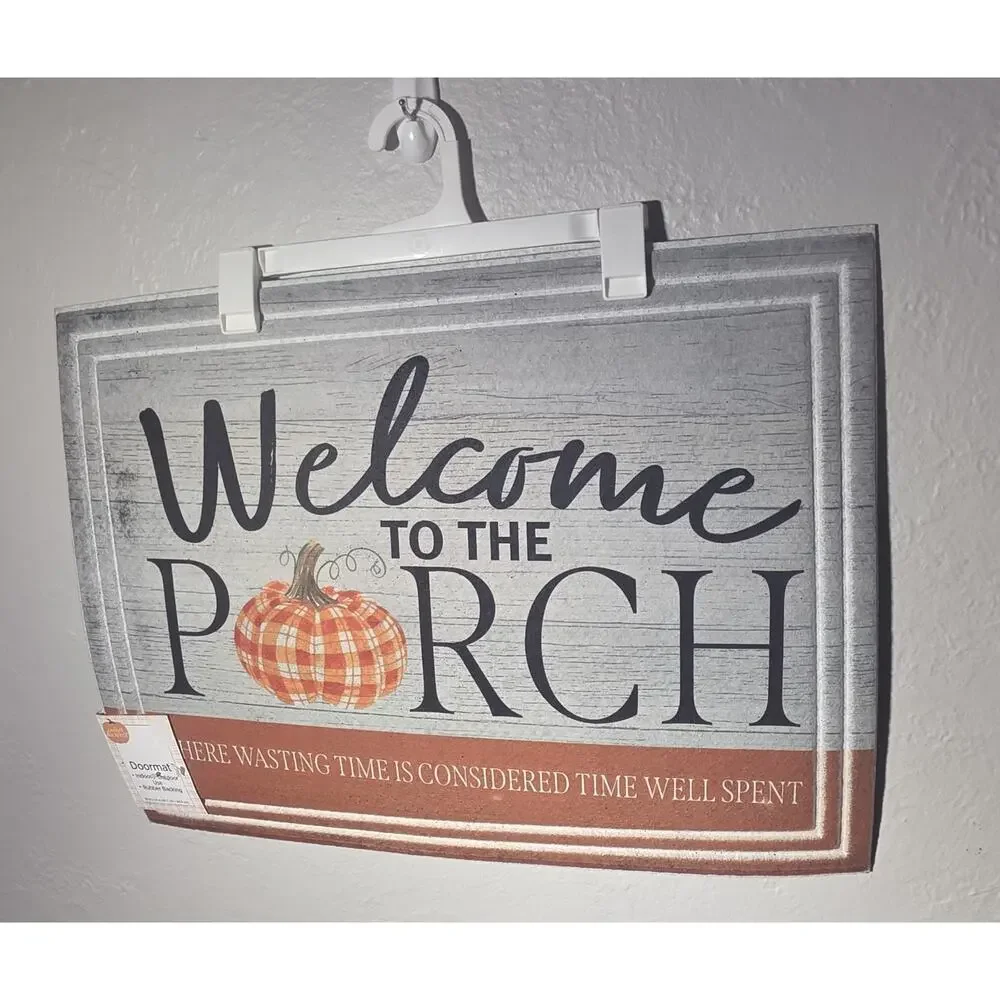 Pumpkin Welcome To The Patch Doormat Indoor Outdoor Rubber Backing 18 x 24
